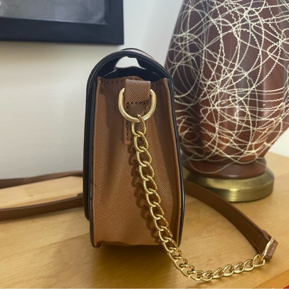 Canvas Crossbody Saddle Bag with Gold Hardware - Picture 6 of 9